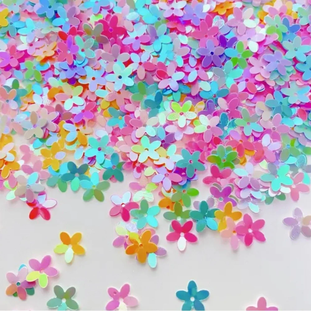 Pink, Green, Blue Sew-on Sequins, 5-Petal Flower, Crafts, Clothes, DIY, New